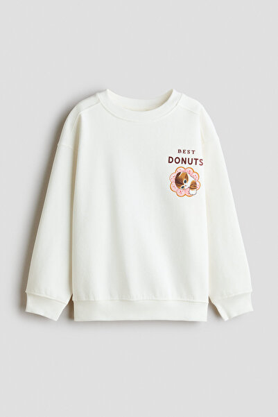 H&M Baskılı ve İçi Tüylü Sweatshirt
