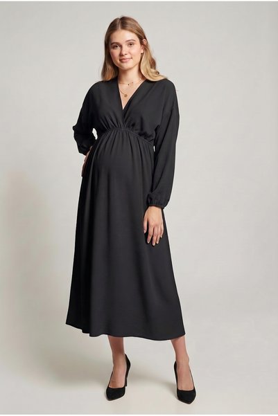 LYN MAMA Rochie midi Olivia cu decolteu în V și talie elastică