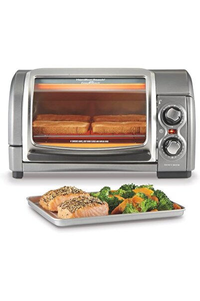 Hamilton Beach Easy Reach 4-Slice Countertop Toaster Oven With Roll-Top Door,...
