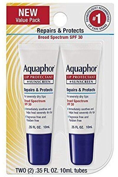 Aquaphor كريم إصلاح وحماية الشفاه بعامل حماية من الشمس SPF 30 في أنبوب، عبوة ...