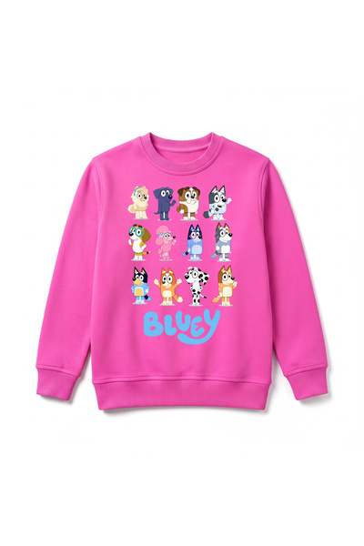URBANTRENDSTORE Bluey Baskılı Çocuk Premium Kışlık Sweatshirt Yumuşak Şardonl...