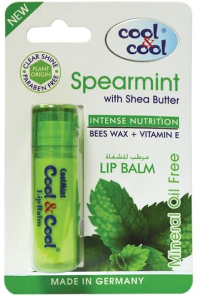 COOL & COOL Spearmint Lip Balm - Intense Nutrition,Bees Wax,Vitamin-E,Shea Bu...