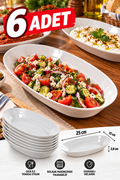 Binbirreyon 6 Pieces Melamine Kayak Plate Set 25cm Serving Plate Ra673