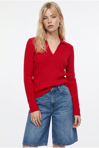 Bianco Lucci Women's Polo Collar Hair Knit Patterned Long Sleeve Knitwear Swe...