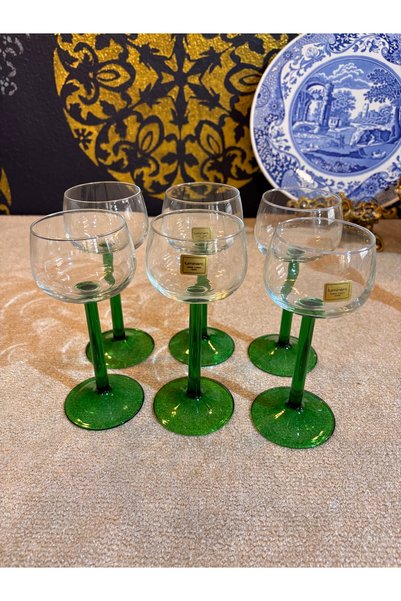 Luminarc Fransa Vintage Yeşil Ayaklı 6’li Şarap Kadehi Seti
