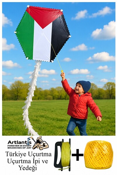 Artlantis Uçurtma Çıtalı Filistin Bayrak Yedek İpli 1 Adet Çıtalı Uçurtma Dem...