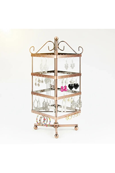MeGass Dekor Imported Metal Rotating Copper Color 26X11 cm Earring Stand