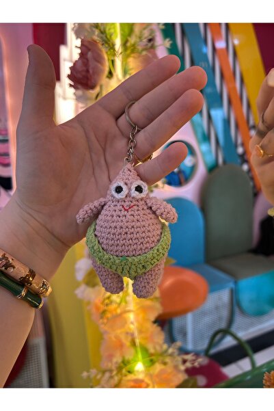 Genel Markalar Organik El Örgüsü Amigurumi Patrick Yıldız Çanta Süsü