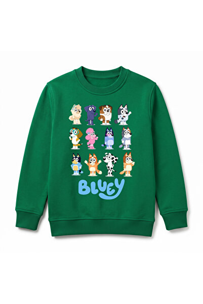 URBANTRENDSTORE سويت شيرت شتوي فاخر للأطفال مطبوع عليه Bluey، سطح داخلي ناعم