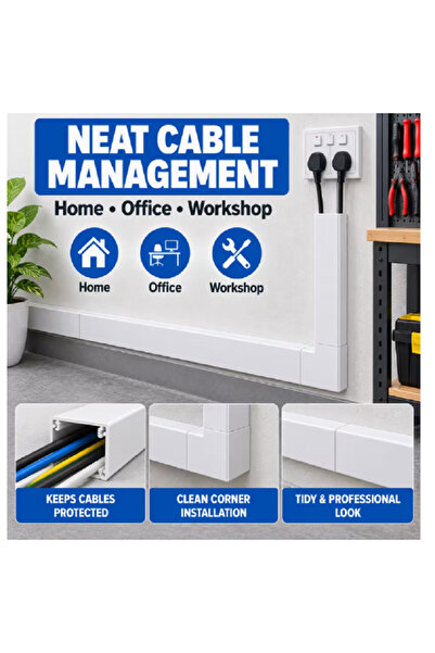 Generic Brand PVC Cable Trunking 50x50x900mm with Cover, Electrical Wire Duct Plastic Cable Raceway, Cable Organizer for Home, Office & Workshop Wiring