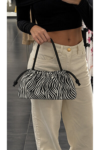 Çantacımstore Kadın Andrea Büzgülü Deri Görünümlü Çanta Zebra 1709