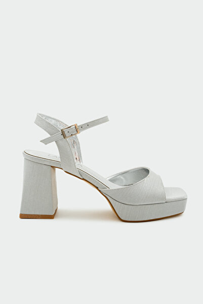 LAMİNTA Reese Platform Evening Dress Women's Heeled Shoes - Silver Satin