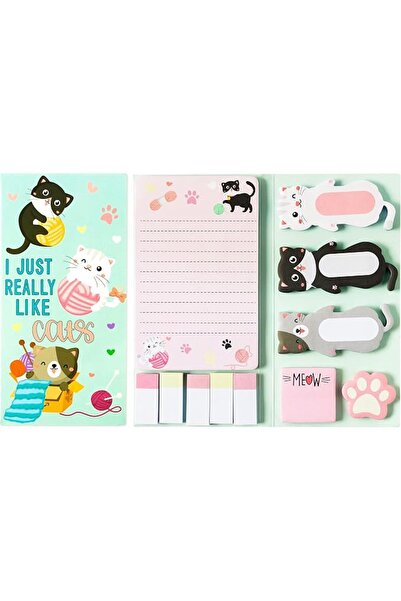 KASTWAVE Cat Sticky Notes Set - 30 Sheets of Cute Paw-Shaped Memo Pads, Adhes...