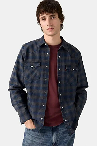 Levi's Barstow Standard Pier 23 Plaid Indigo/Black Western Erkek Gömlek