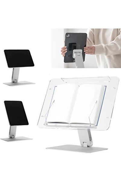 Miter 2-in-1 Magnetic Book & Tablet Stand – Detachable Acrylic Holder for Pap...