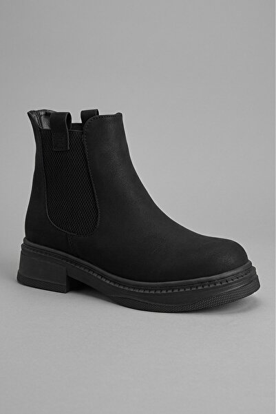 LETAO Women's Black Emerald Chelsea Boots with Blunt Toe, Thick Sole, and Ela...