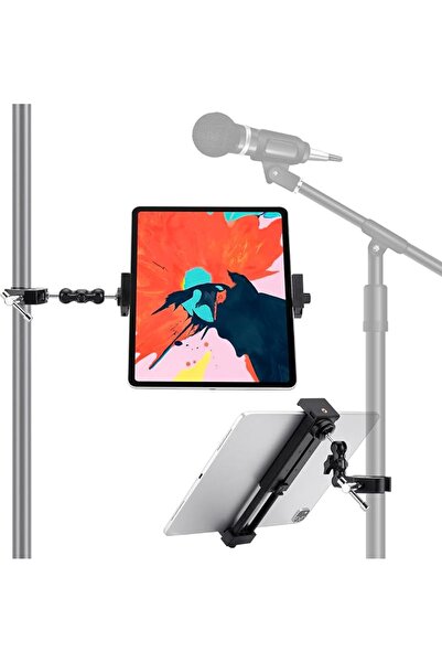 GENERAL Aluminum Mic Stand Tablet Holder, Portable iPad Microphone Stand Moun...