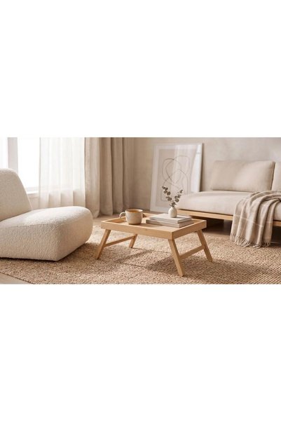 BEYNİS LİFE Ağacın İkinci Yaşamı Bamboo Serving Tray with Legs - Foldable Breakfast Tray - Wooden Laptop Lap Tray - Bed Tray