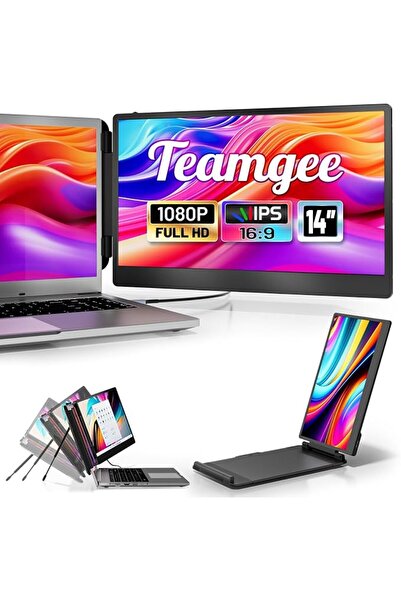 Teamgee شاشة محمولة لتوسيع شاشة الكمبيوتر المحمول، 14 بوصة بدقة FHD 1080P IPS...