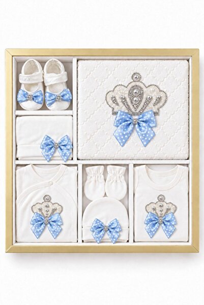 Pina Kids Baby Boy Set with Stones, Crown and Ribbon, Newborn Hospital Releas...