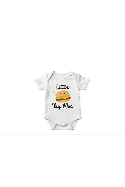 Little Big Mac Hamburger Baskılı %100 Pamuk Bebek Zıbın