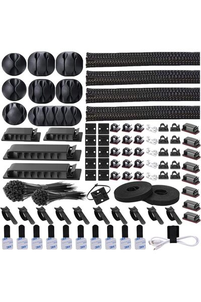 GENERAL 311Pcs Cable Management Organizer Kit 4 Cable Sleeve Split,53Cable Cl...