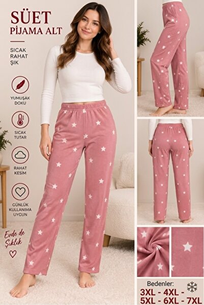 MiŞa adella Women's Oversized Suede Bottom Pajamas-Plus Size Stretchy Fabric ...