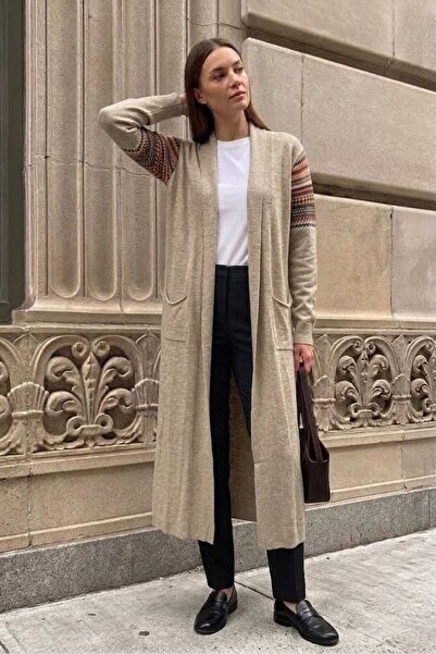 onno style women كارديجان نسائي طويل بنمط كليم من التريكو