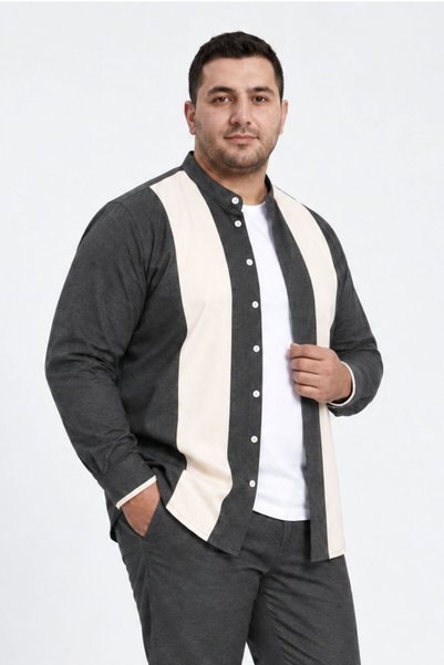 RELAXL Tricou pentru bărbați, cu croială confortabilă, cămașă-jachetă, gri în...