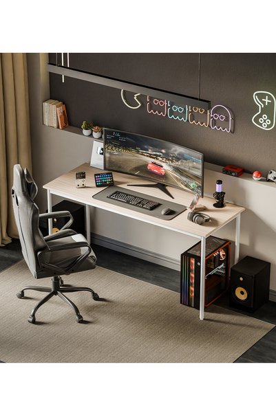 Gaga Mobilya (60X160 BEYAZ MEŞE) Oyuncu Masası Gaming Masa Bilgisayar Çalışma...