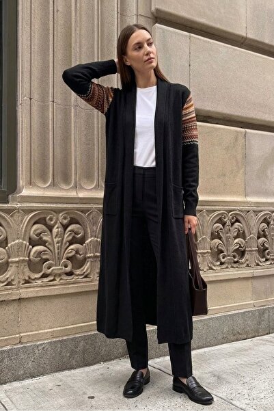 onno style women كارديجان نسائي طويل بنمط كليم من التريكو