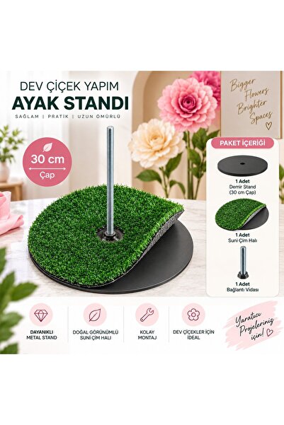 roco paper Dev Metal Çiçek Standı, 30 cm - Tekli, Eva, Krapon Kağıt Çiçek Sun...