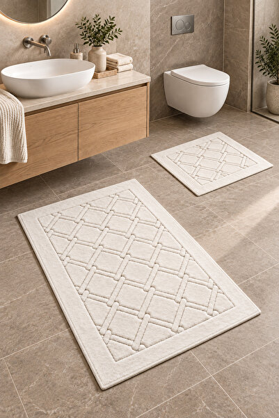 Cotton Crafty Cotton Woven, Water Absorbent Bath Mat Set, Bathroom Rug Li̇dya...