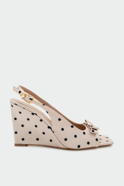 LAMİNTA Grena Bow Detailed Polka Dot Women's Heeled Shoes - Ten