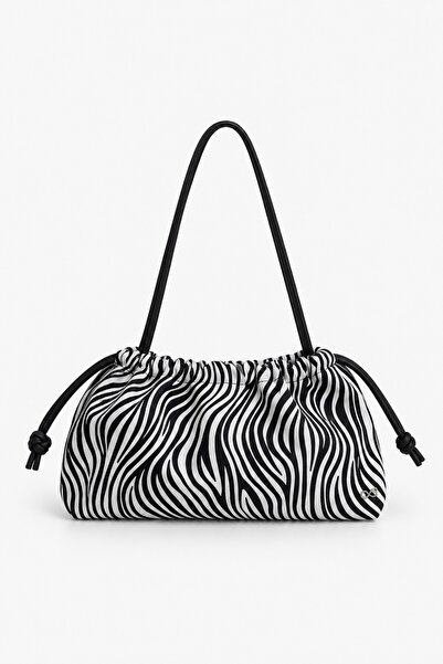 Çantacımstore Kadın Andrea Büzgülü Deri Görünümlü Çanta Zebra 1709