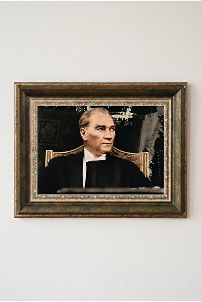 Asya Çerçeve Atatürk Tablosu, Çerçeveli, Camlı, Ayaklı, Kaliteli Baskı Dekora...