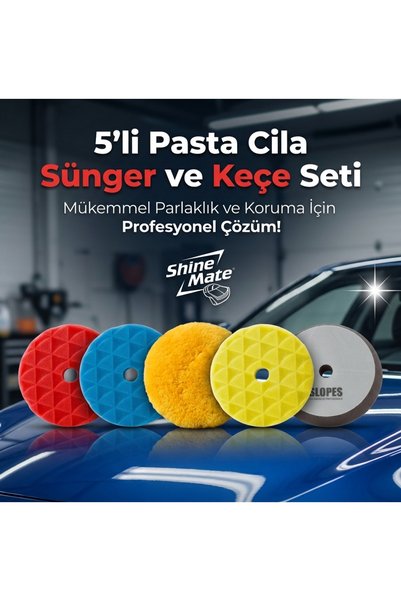 5'li Pasta Cila Sünger ve Keçe Seti l Orbital ve Rotary Makinelerle Uyumlu