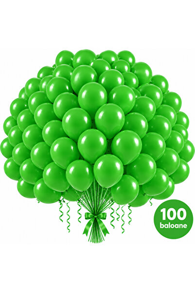 genaja Set 100 Baloane Latex Verzi 26 cm, Decor Profesional Petreceri, Evenim...