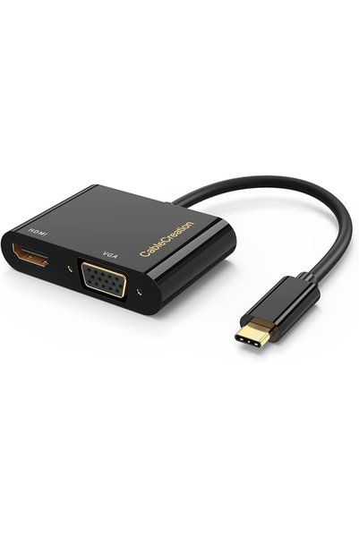 GENERAL محول كيبل كرييشن ثاندربولت 3 من USB-C إلى HDMI وVGA لشاشتين متعددة ال...