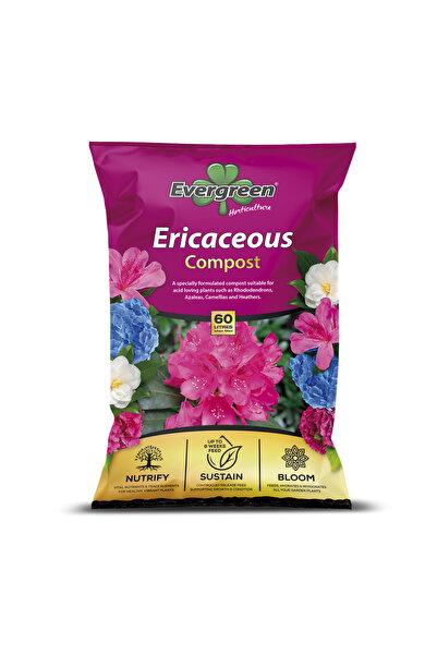 Evergreen Ericaceous Compost 60 LİTRE – Ortanca, Açelya ve Yaban Mersini İçin Asidik Özel Torf (Kireçsiz Torf Harcı)