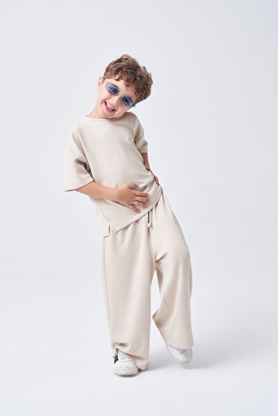 EBU Prive Unisex Kids Oversize Basic Set Beige