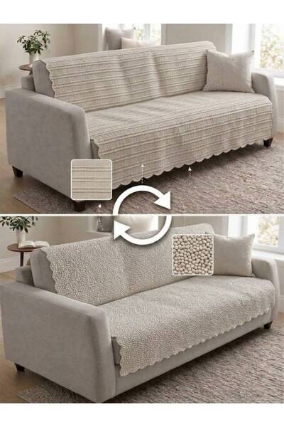 by ballı biocotton Bohem Çift Taraflı Tuğla Desen Çekyat Örtüsü 170x210