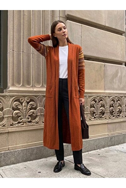 onno style women كارديجان نسائي طويل بنمط كليم من التريكو