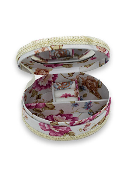 velve Cutiuta pentru bijuterii Mishela, cu design floral si oglinda, in forma...