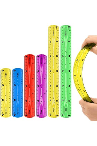 KASTWAVE 6Pcs Folding Ruler Set, 3 Size Clear, Transparent Straight Ruler, Sh...