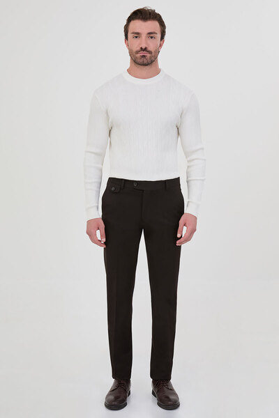 Mcr Pantaloni clasici pentru bărbați, croială dreaptă, slim fit, maro închis ...