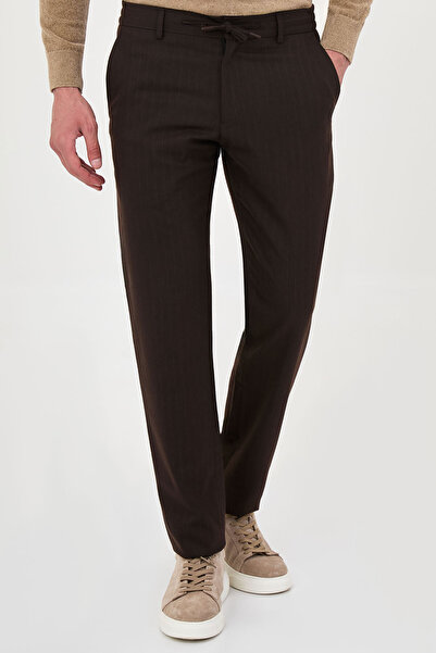 Mcr Striped Slim Fit Jogger Men's Trousers Brown - 38387.26K