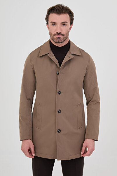 Mcr Straight Slim Fit Shirt Collar Buttoned Men's Trench Coat Brown - 39691.26K
