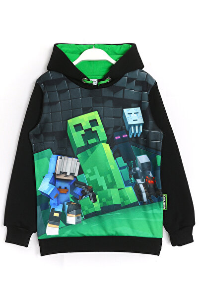 DobaKids Mine Craft 3D Baskılı Erkek Çocuk Kapüşonlu 3 İp Şardonlu Sweatshirt...