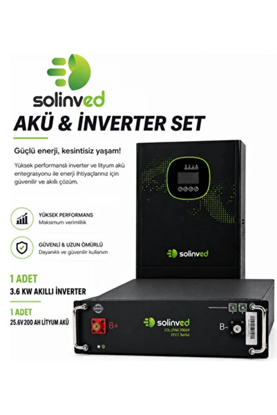 3.6kw Bağevi Paketi 1 Adet 3.6kw Akıllı Inverter 1 Adet 25.6V 200AH Lityum Akü